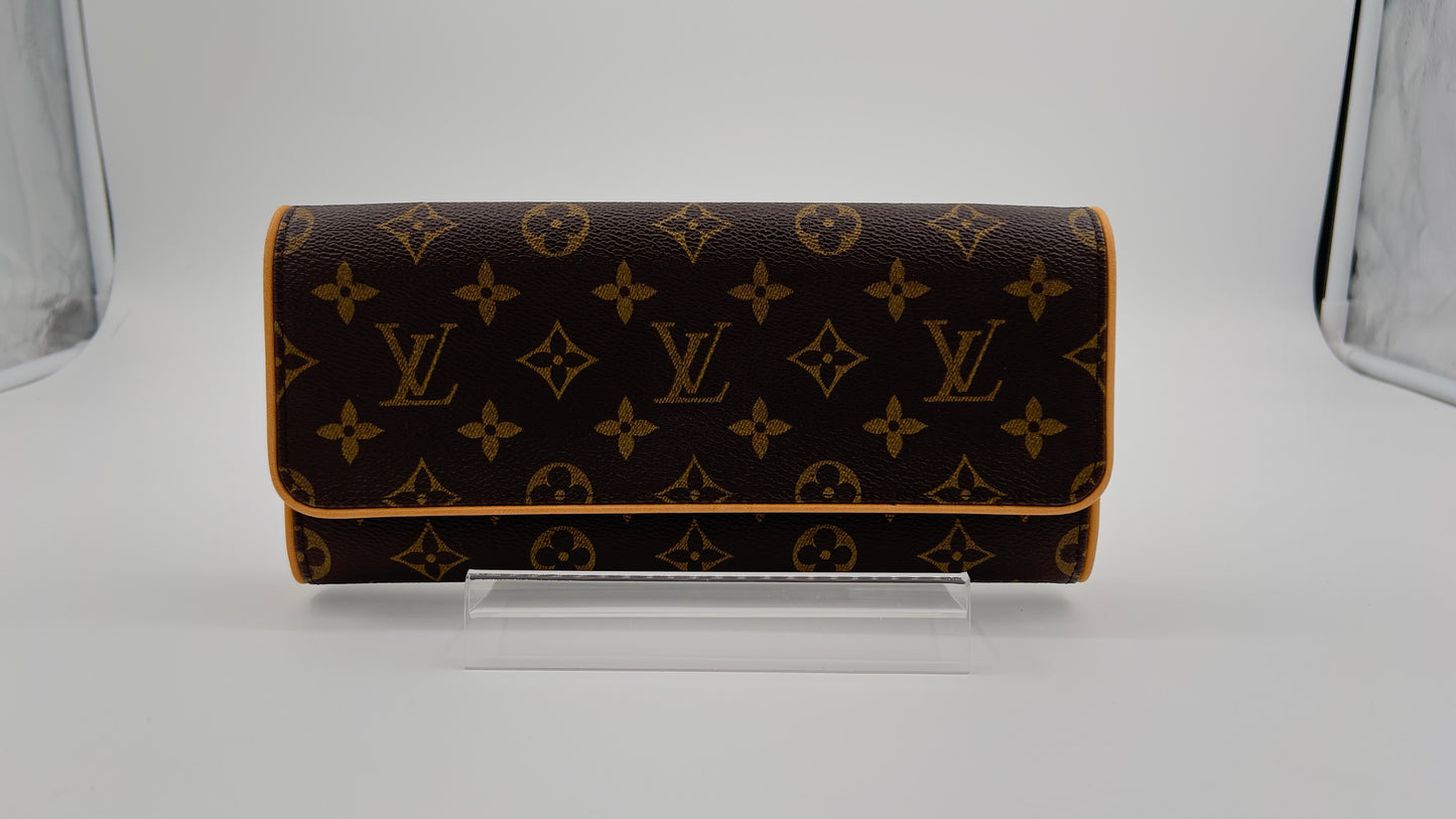 Pristine LOUIS VUITTON Monogram Pochette Twin GM Crossbody Bag with Original Box and Dust Bag