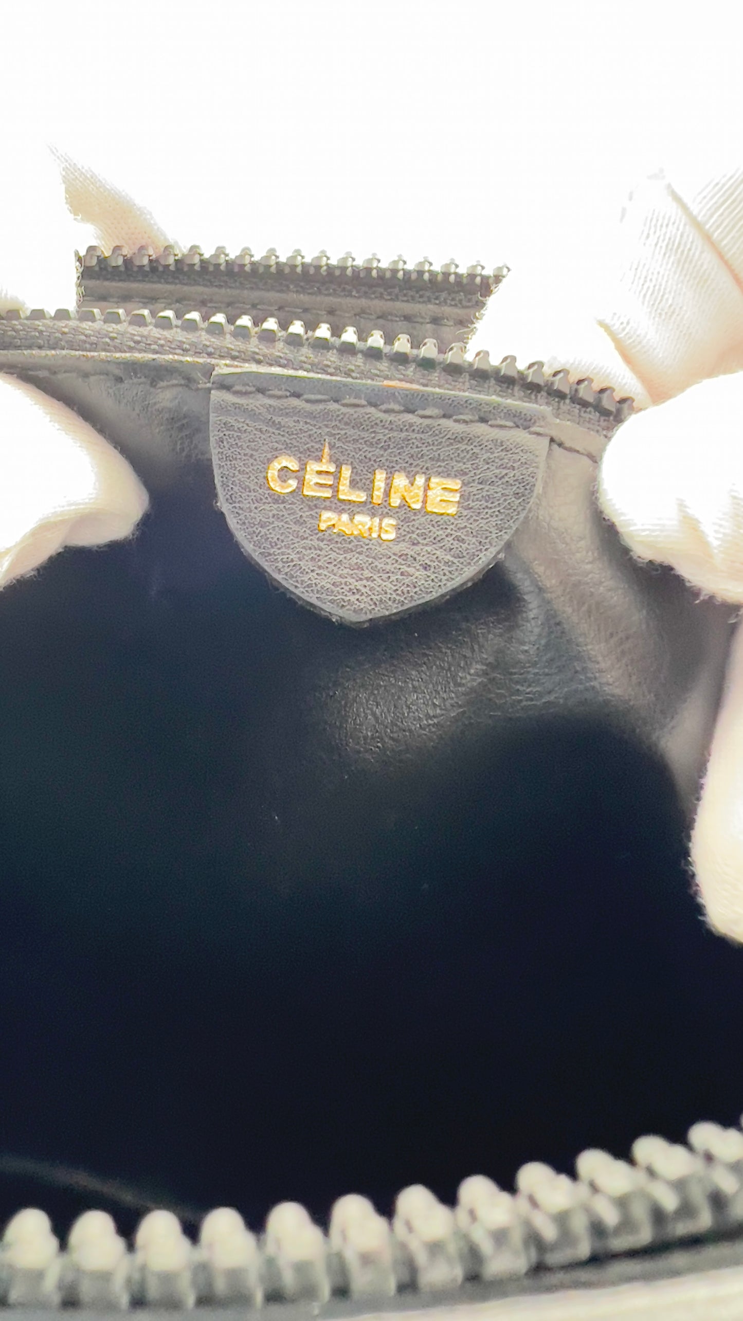 Vintage Céline Triomphe Leather Clutch in Black