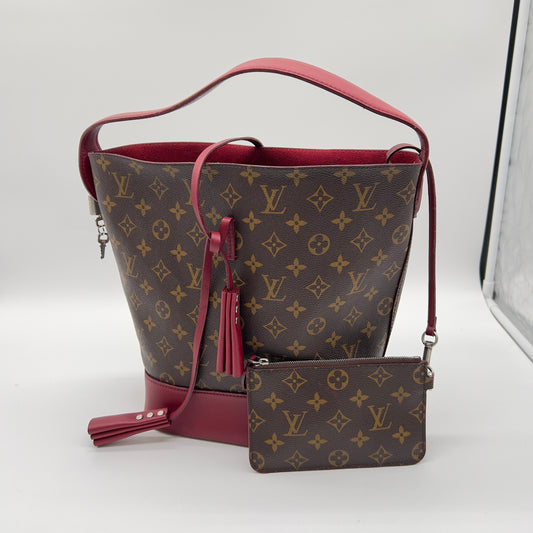 Pre-loved Louis Vuitton Brown/Red Monogram ‘Idole’ GM Bucket Bag with Pochette