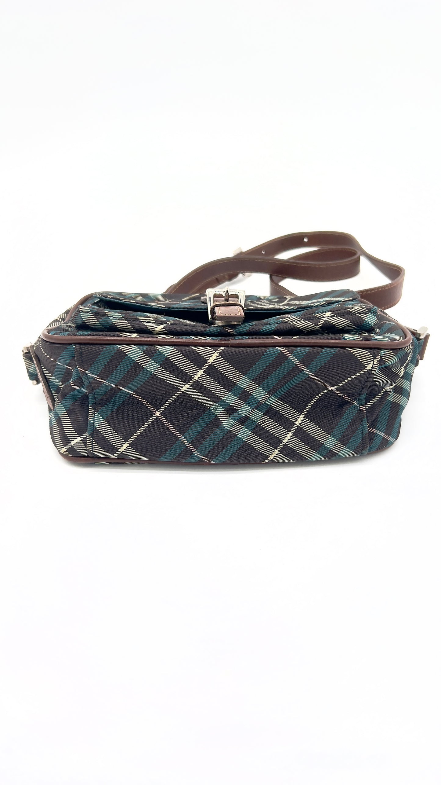 Pre-Owned BURBERRY Blue Label Nova Check Shoulder Bag in Blue Nylon