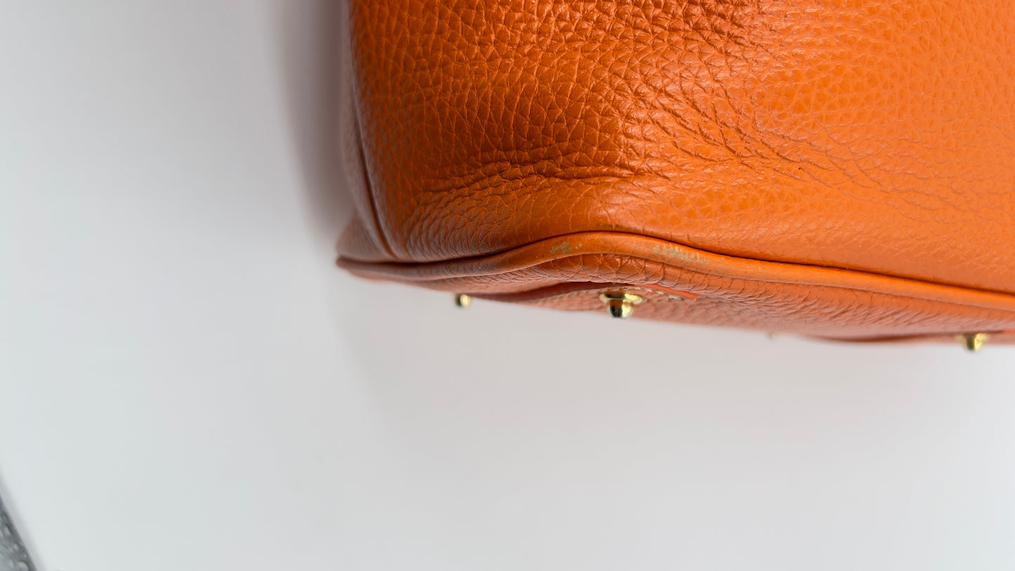 Dooney & Bourke Crescent Tote | Vibrant Orange Pebbled Leather Tote with Phone Pouch