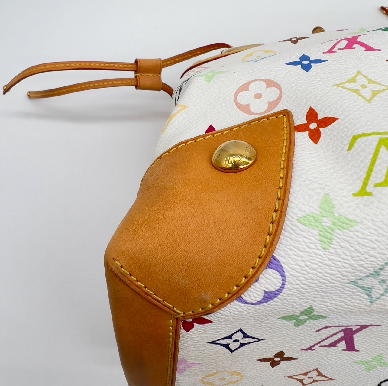 Pre-Loved Louis Vuitton Monogram Multicolor Ursula White Leather Bag with Dust Bag