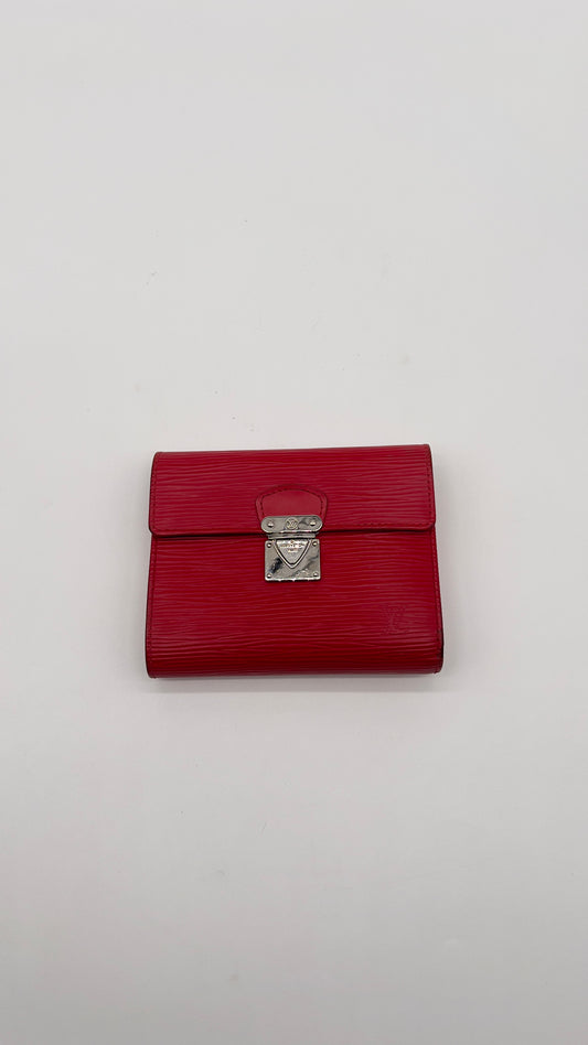 Luxurious Pre-Loved Louis Vuitton Epi Leather Koala Wallet in Radiant Red
