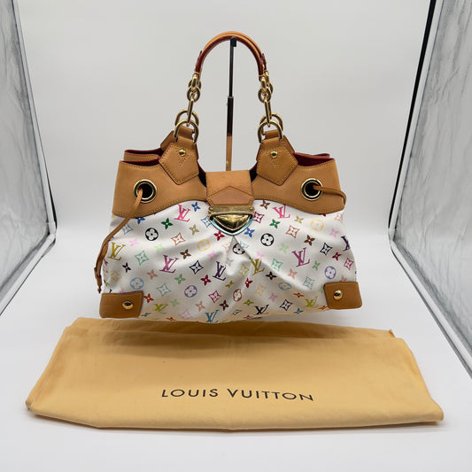 Pre-Loved Louis Vuitton Monogram Multicolor Ursula White Leather Bag with Dust Bag