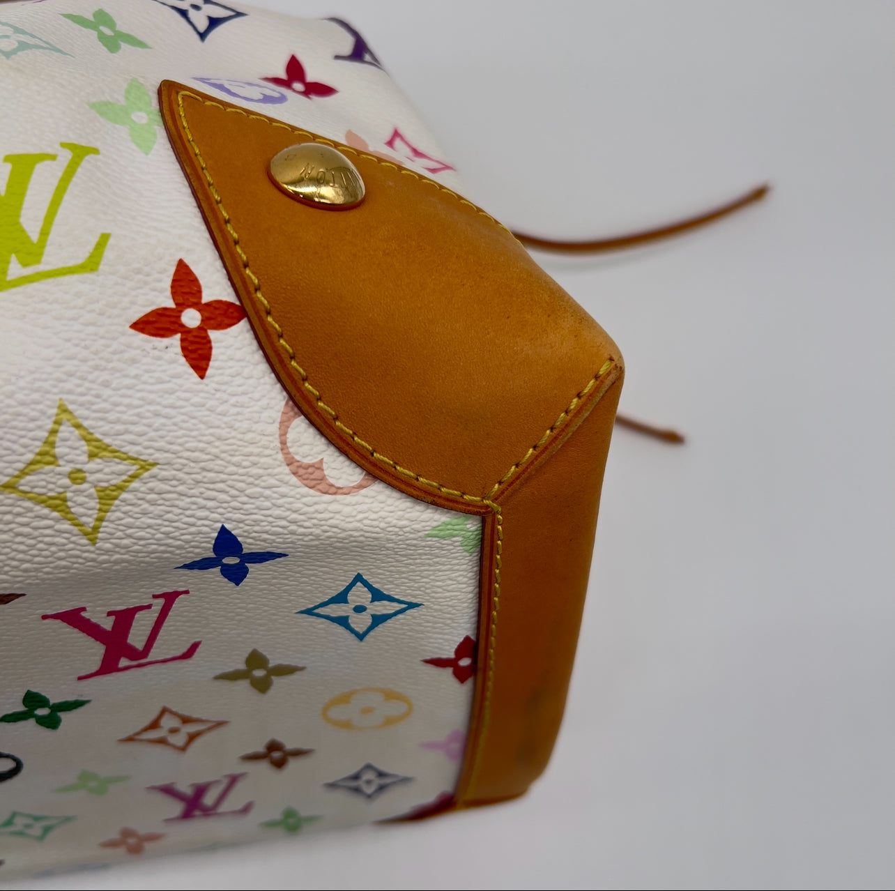 Pre-Loved Louis Vuitton Monogram Multicolor Ursula White Leather Bag with Dust Bag