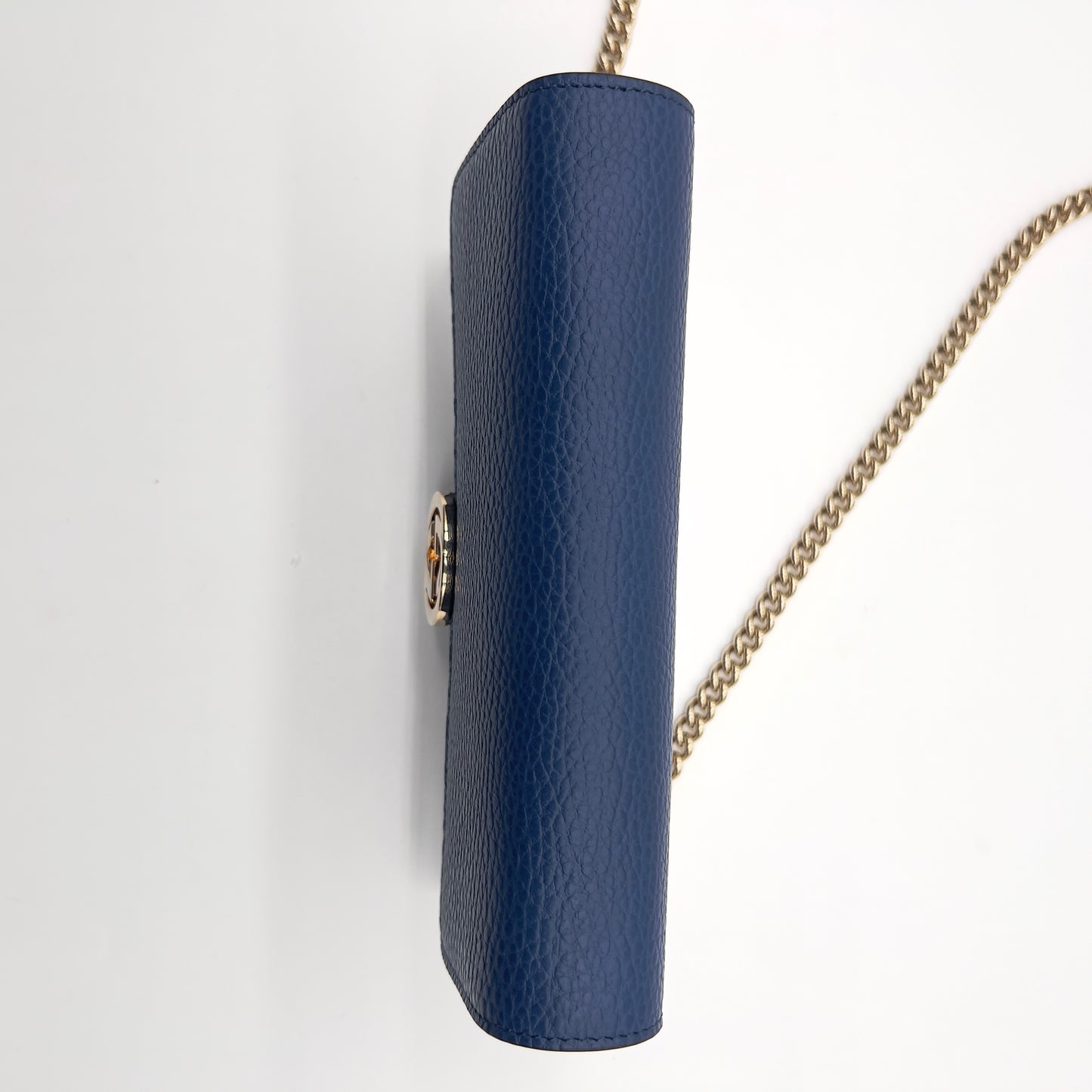 Luxurious GUCCI Interlocking G Dollar Wallet on Chain in Blue Leather