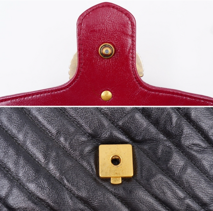 Pre-owned Authentic Gucci GG Marmont Matelassé Black Small Top Handle Shoulder Bag