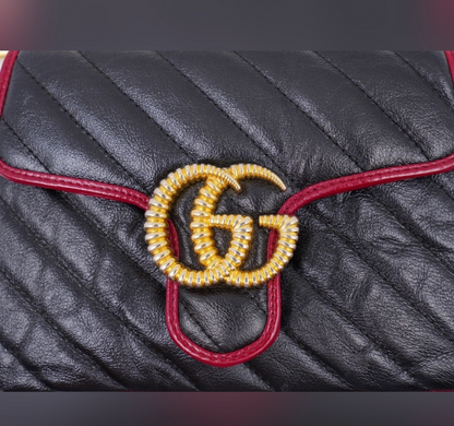 Pre-owned Authentic Gucci GG Marmont Matelassé Black Small Top Handle Shoulder Bag