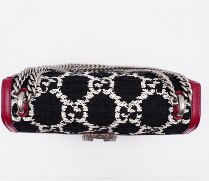 Gucci Dionysus Small Shoulder Bag – GG Tweed & Leather – Black/White/Red