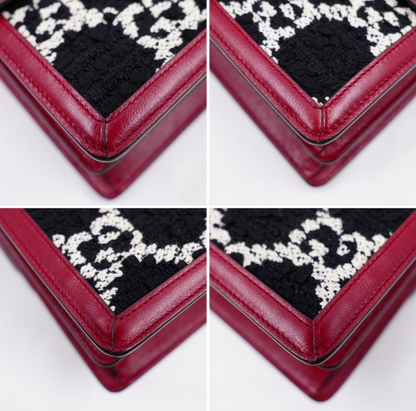 Gucci Dionysus Small Shoulder Bag – GG Tweed & Leather – Black/White/Red
