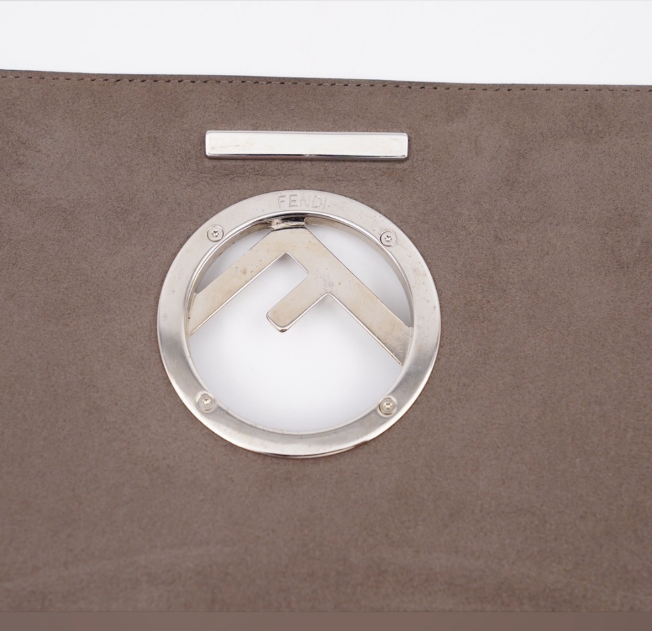 Fendi Kan I F Logo Shoulder Bag – Black Leather, Silver Hardware, Wide Strap