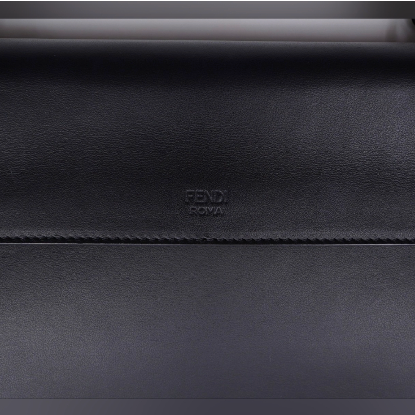 Fendi Kan I F Logo Shoulder Bag – Black Leather, Silver Hardware, Wide Strap