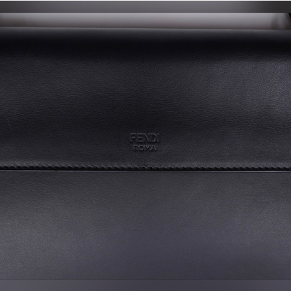 Fendi Kan I F Logo Shoulder Bag – Black Leather, Silver Hardware, Wide Strap