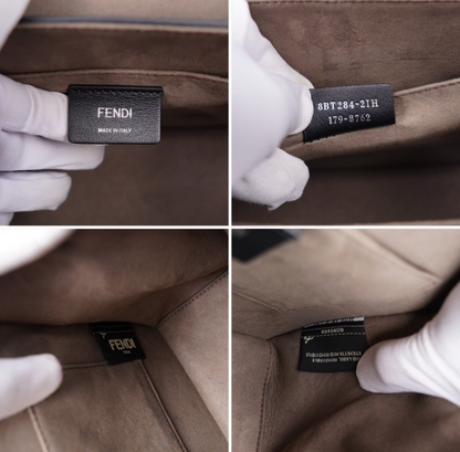 Fendi Kan I F Logo Shoulder Bag – Black Leather, Silver Hardware, Wide Strap