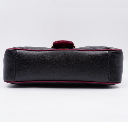 Gucci GG Marmont Torchon Shoulder Bag – Matelassé Leather – Black/Bordeaux