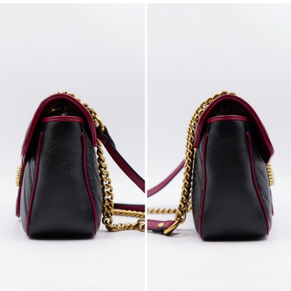 Gucci GG Marmont Torchon Shoulder Bag – Matelassé Leather – Black/Bordeaux