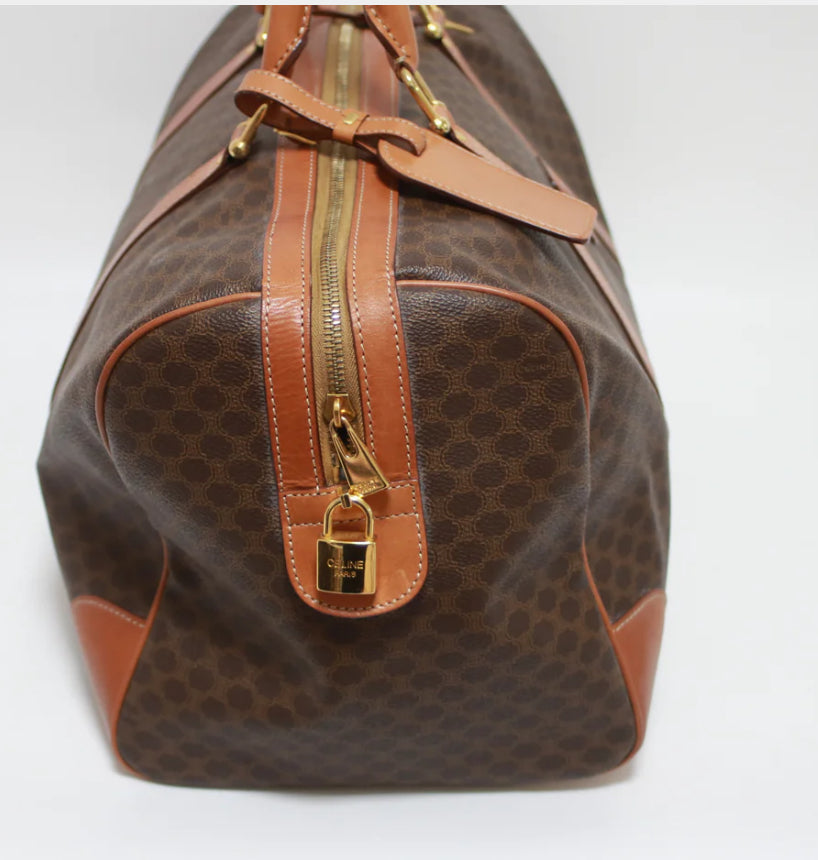 Pre-Loved Celine Boston Travel Bag in Brown with Authenticity Lock and Key