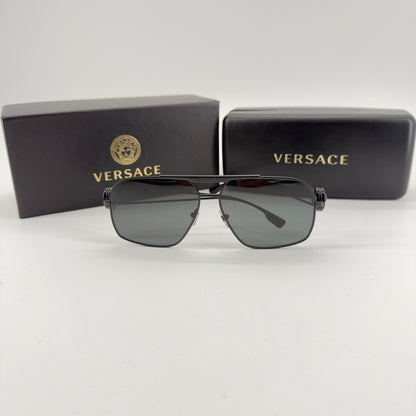 Versace Black Metal Aviator Sunglasses Medusa