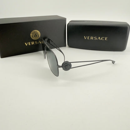 Versace Black Metal Aviator Sunglasses Medusa