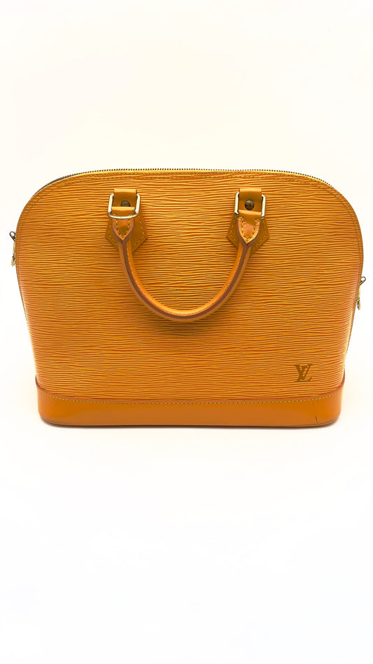 Vintage Louis Vuitton Alma PM Handbag in Bright Yellow Epi Leather - Preloved Iconic Style