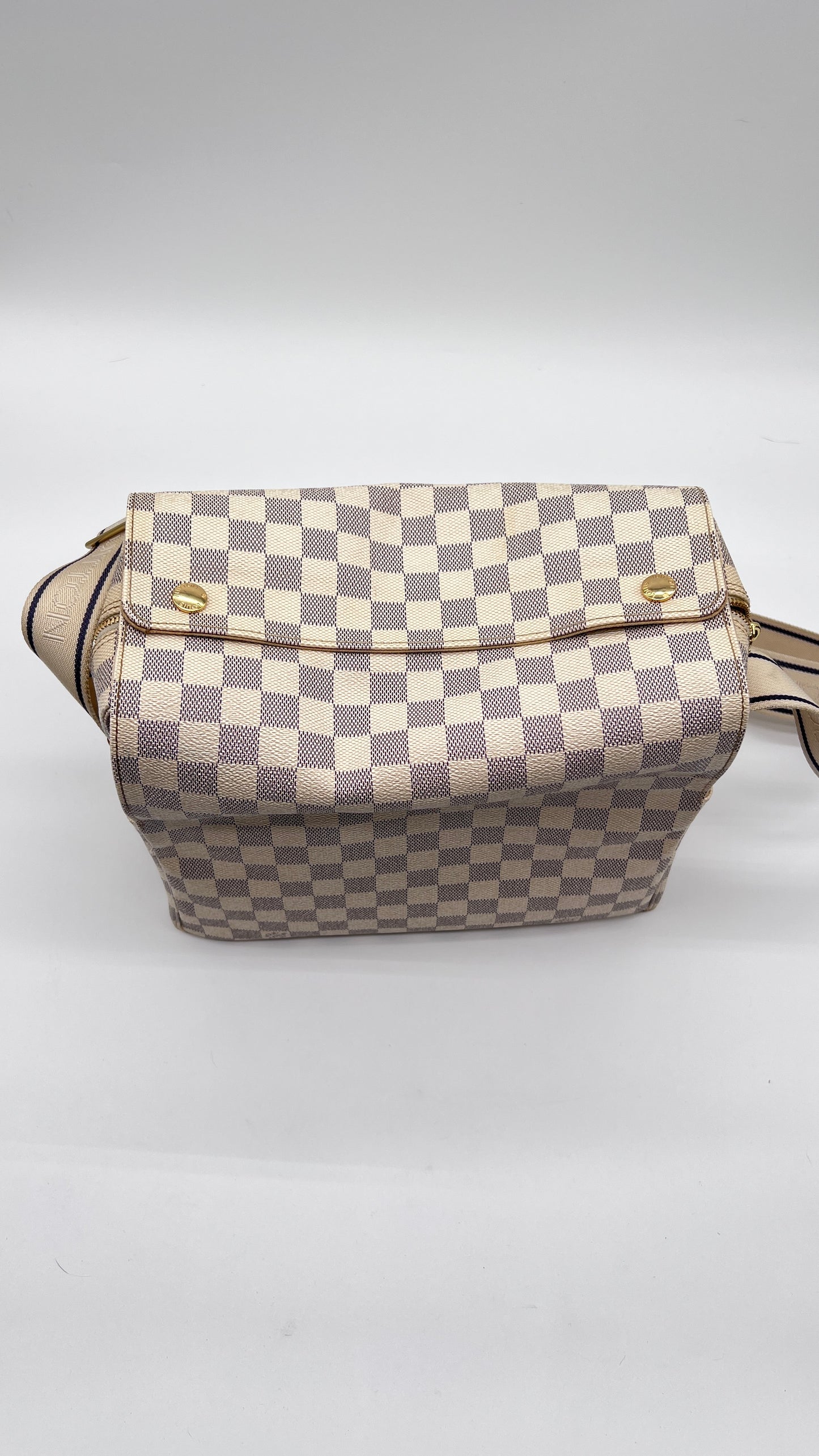 Pre-Loved Authentic LOUIS VUITTON Damier Azur Naviglio Canvas Shoulder Bag