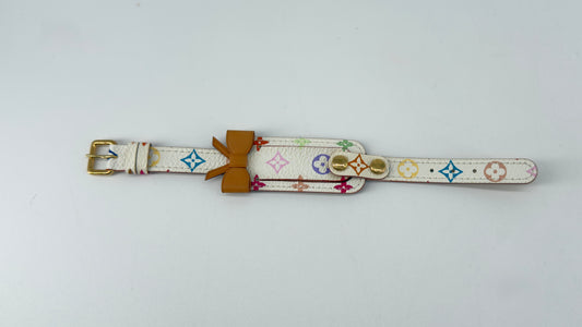 Authentic Louis Vuitton Multicolor Monogram Porto Address Leather Bracelet