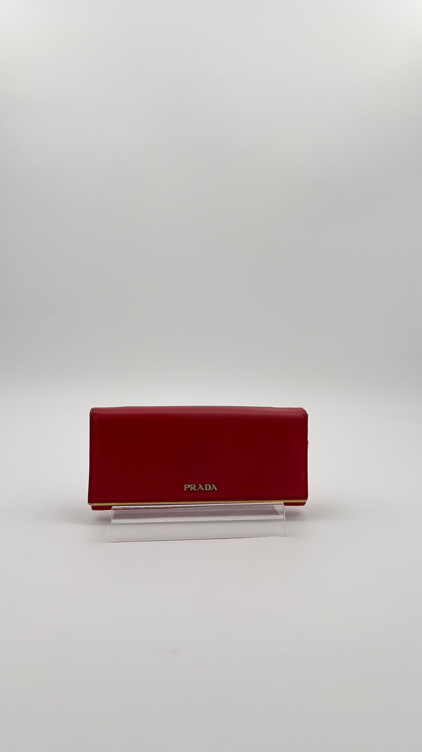 Prada Saffiano Leather Flap Wallet in Red - Authentic Italian Elegance