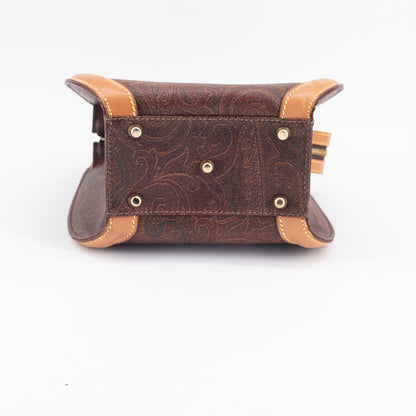 Etro Top-Handle Bag – Coated Canvas and Leather – Brown Multi-color