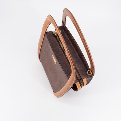 Etro Top-Handle Bag – Coated Canvas and Leather – Brown Multi-color