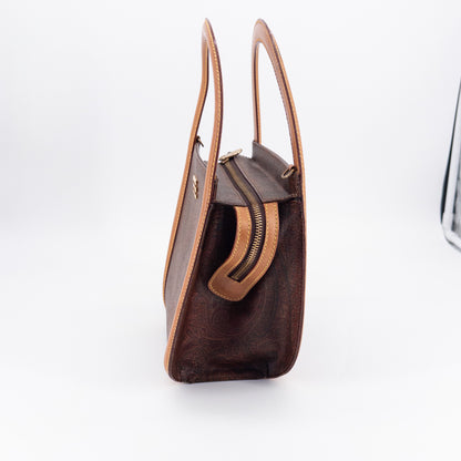 Etro Top-Handle Bag – Coated Canvas and Leather – Brown Multi-color