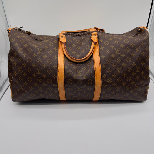 Pr Loved Authentic Louis Vuitton Monogram Keepall Bandouliere 60 Travel Duffle Bag