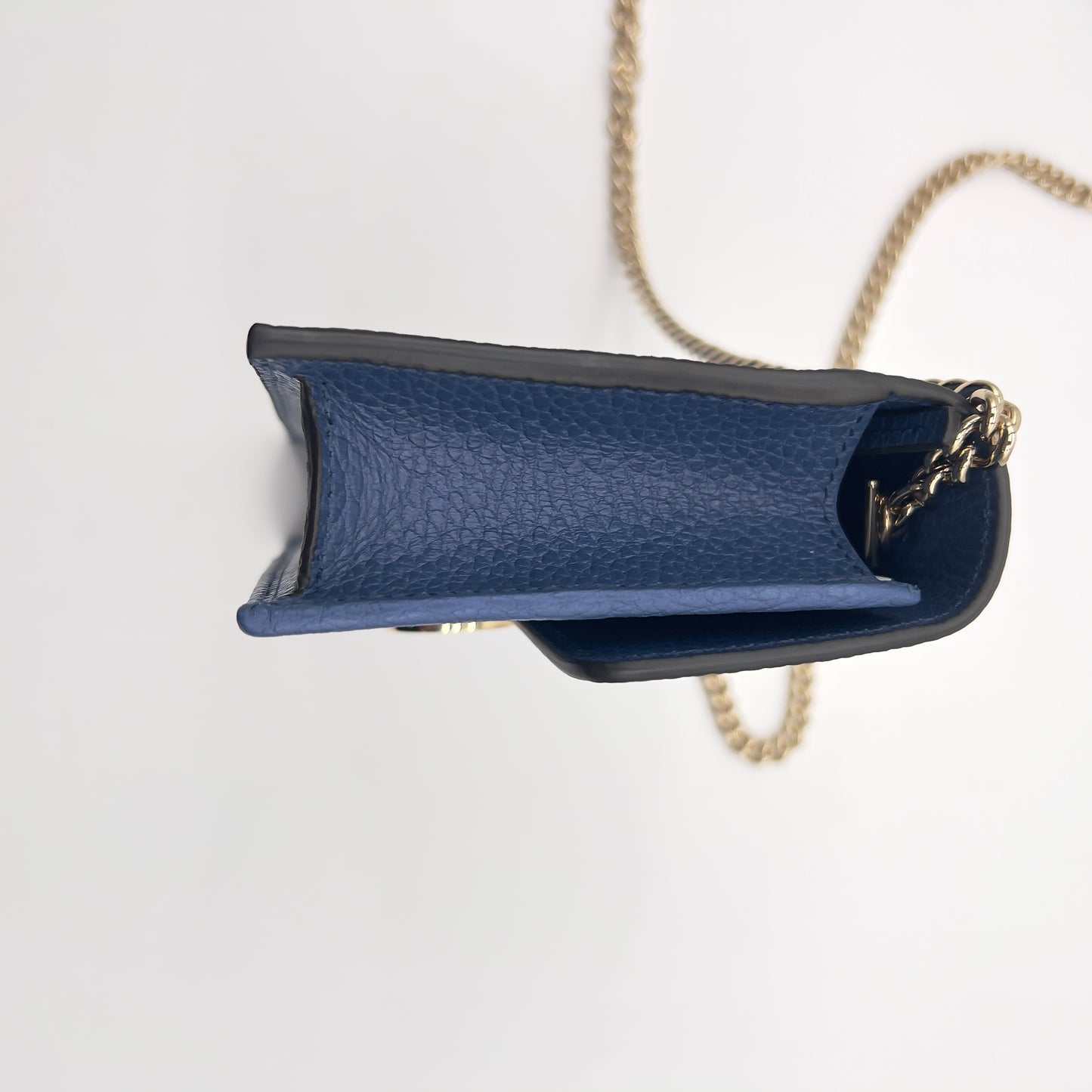 Luxurious GUCCI Interlocking G Dollar Wallet on Chain in Blue Leather