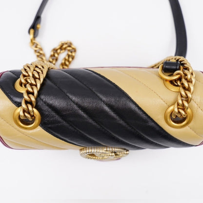 Gucci GG Marmont Mini Torchon – Diagonal Striped Calfskin – Black & Beige