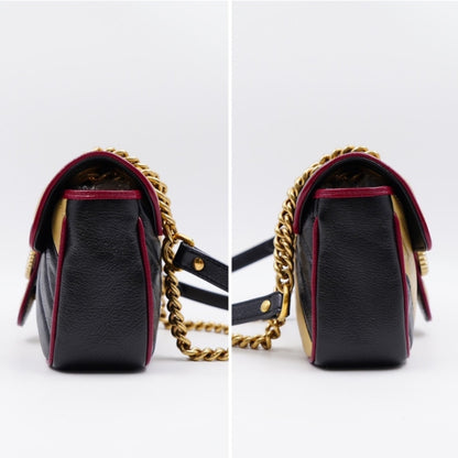 Gucci GG Marmont Mini Torchon – Diagonal Striped Calfskin – Black & Beige