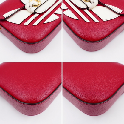Gucci x Adidas Horsebit 1955 Shoulder Bag – Red Leather, Gold Hardware, Dual Strap