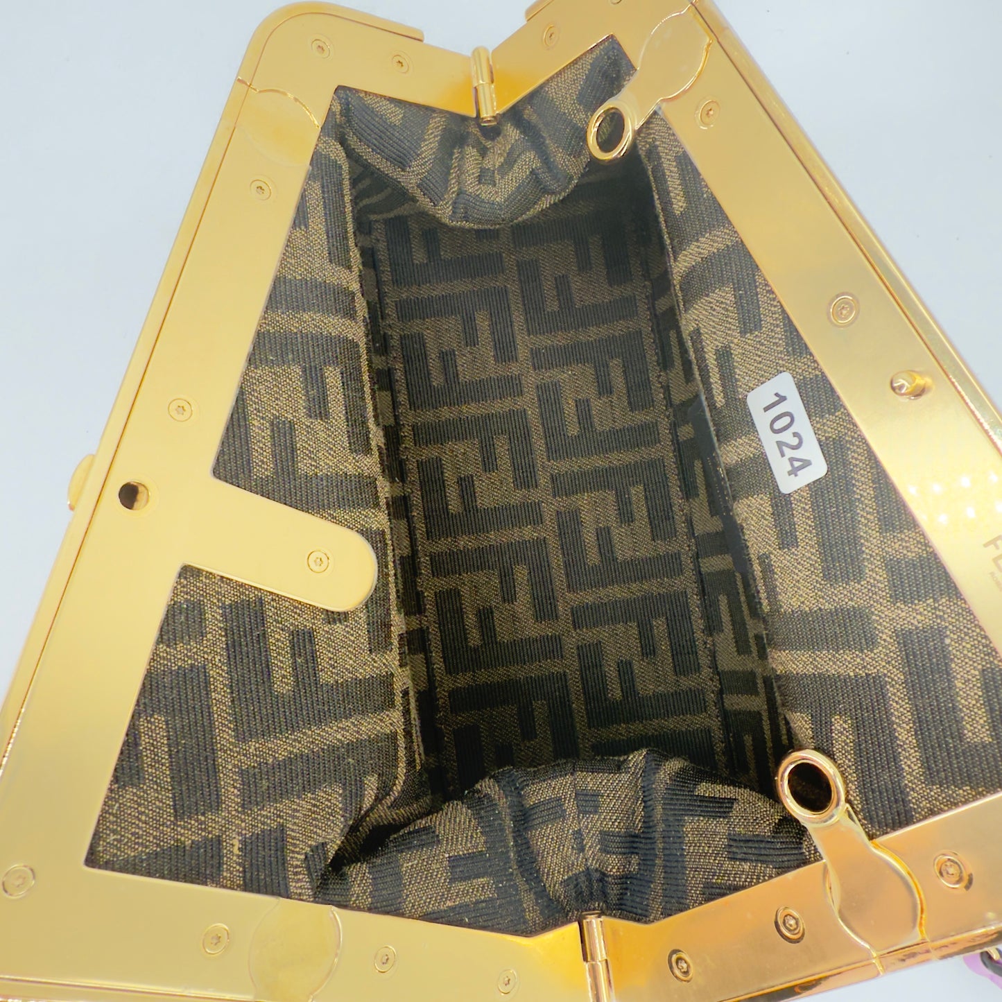 Fendi First Purple Leather Clutch – Smooth Calfskin – Gold-Tone Frame