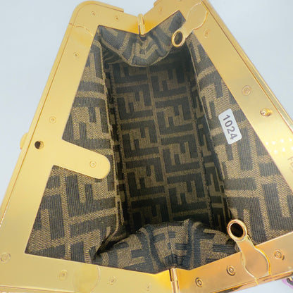 Fendi First Purple Leather Clutch – Smooth Calfskin – Gold-Tone Frame