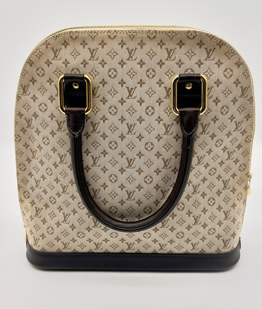 Louis Vuitton Alma Haut Handbag in Khaki Monogram Mini Lin Canvas with Leather Trim – Iconic Style and Timeless Elegance