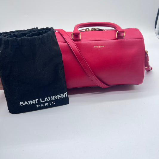 Saint Laurent Calfskin Classic Baby Duffle in Fuchsia - Luxury Pink Leather Duffle Bag