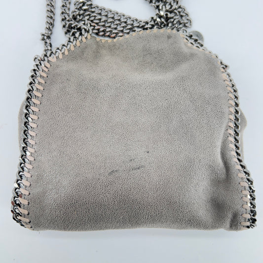 Preloved Stella McCartney Falabella Mini Tote Bag – Gray Faux Leather with Silver Chain Detailing