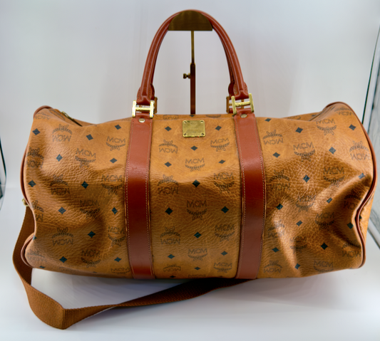 MCM Visetos Cognac Duffle Bag – Luxury Travel Weekender