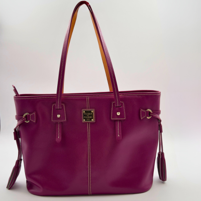 Pre-loved Fuchsia Elegance Dooney & Bourke Davis Tassel Shopper Leather Tote - with Dust Bag