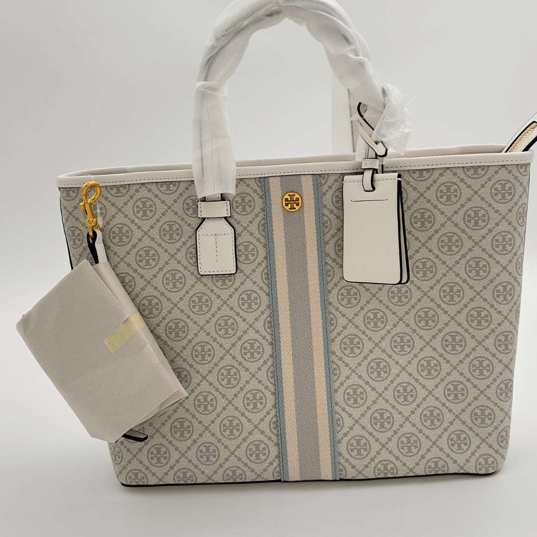 Tory Burch T Monogram Coated Canvas Tote | Versatile Designer Tote with Crossbody Strap