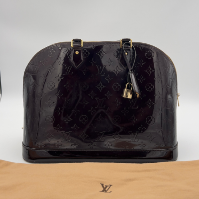 Pre-Loved Louis Vuitton Alma GM Monogram Vernis Leather Shoulder Bag - Pre-loved Purple Elegance with Dust Bag