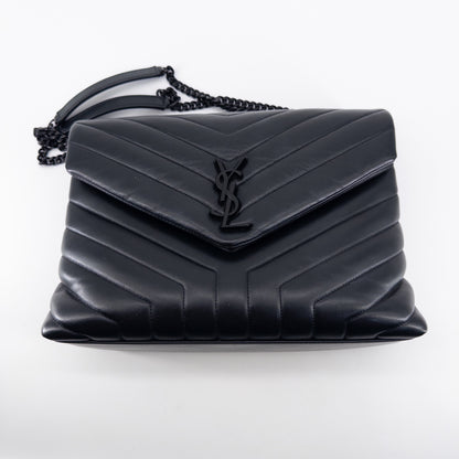 Saint Laurent Medium College Bag – Quilted Calfskin Leather – Black