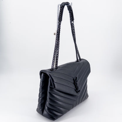 Saint Laurent Medium College Bag – Quilted Calfskin Leather – Black