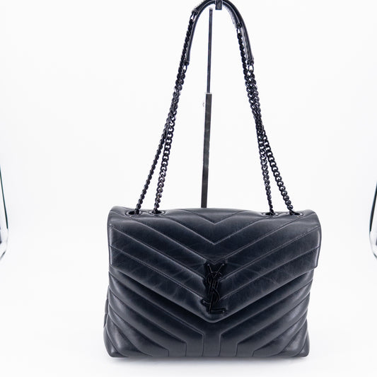 Saint Laurent Medium College Bag – Quilted Calfskin Leather – Black