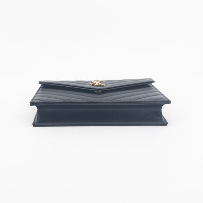 Saint Laurent Wallet on Chain – Grained Leather – Black