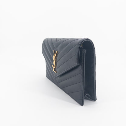 Saint Laurent Wallet on Chain – Grained Leather – Black