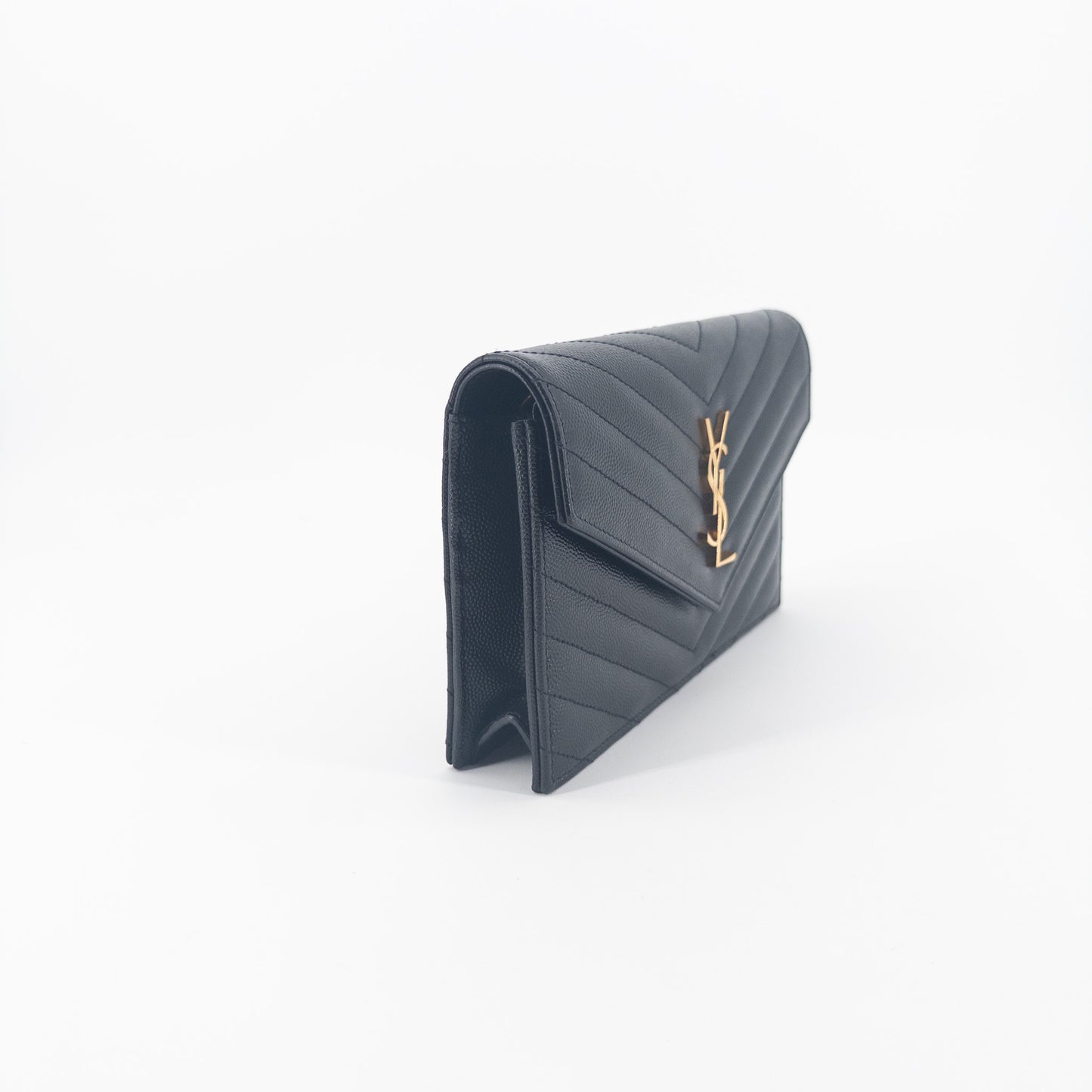 Saint Laurent Wallet on Chain – Grained Leather – Black